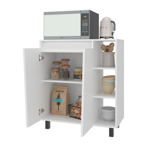 English Elm Cesna White Kitchen Sideboard with Appliance Top Open Shelves and Enclosed Cabinet B070P474240