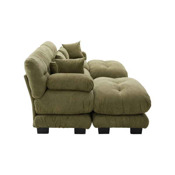 English Elm United We Win U-Shaped Cloud Couch In Pelletized Velvet With 2 Ottomans & Lumbar Pillows For Cozy Living W1568S00197-GIGA