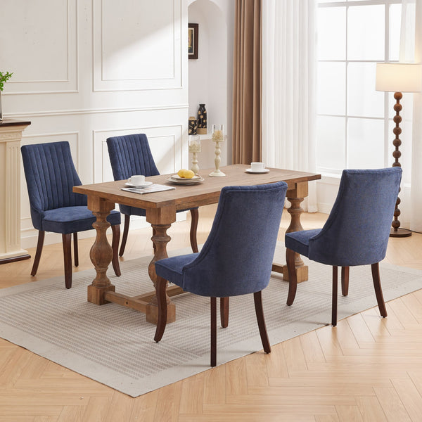 English Elm Rayon Elegant High Back Dining Chair Set with Plush Flocking Upholstery, Rebound Sponge Comfort Blue W1143P190235