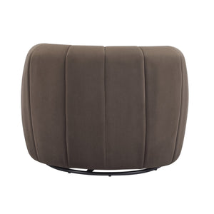 English Elm Christopher Knight Home® - Swivel Velvet Club Chair with Tub Back and 360° Rotation, Plush Iron Frame, No Assembly Needed Dark Brown 37.8 L x 33.46 W x 27.17 H N776P264952D