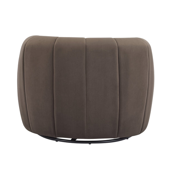 English Elm Christopher Knight Home® - Swivel Velvet Club Chair with Tub Back and 360° Rotation, Plush Iron Frame, No Assembly Needed Dark Brown 37.8 L x 33.46 W x 27.17 H N776P264952D