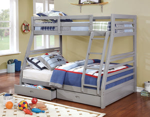 English Elm Modern Twin-Over-Full Bunk Bed with Angled Ladder, Solid Hardwood Frame and Patented Lock Joint Gray 58 L x 34 W x 8 H B2741S00342
