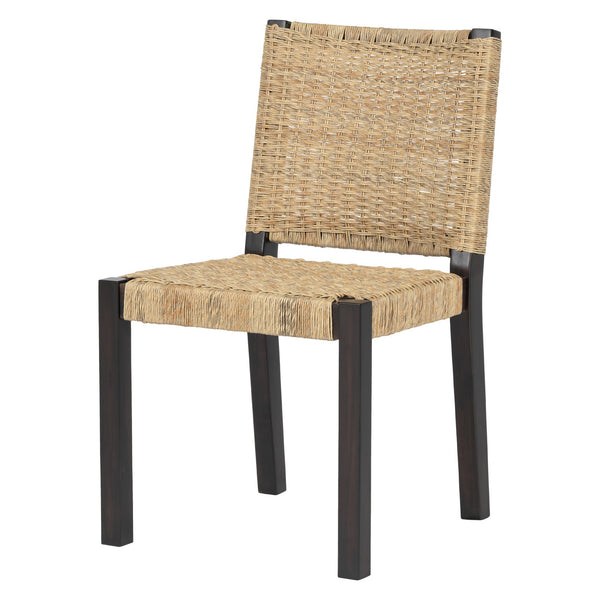 English Elm Farmhouse Solid Wood Dining Chairs Set of 2 with Rattan Backrest, Champagne Finish, Durable Craftsmanship Walnut N842P271333D