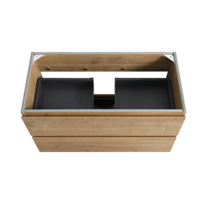 English Elm Alice36-106, Floating Bathroom Vanity Natural Oak Two Drawer Handle Free Wall Mount W1865P147103