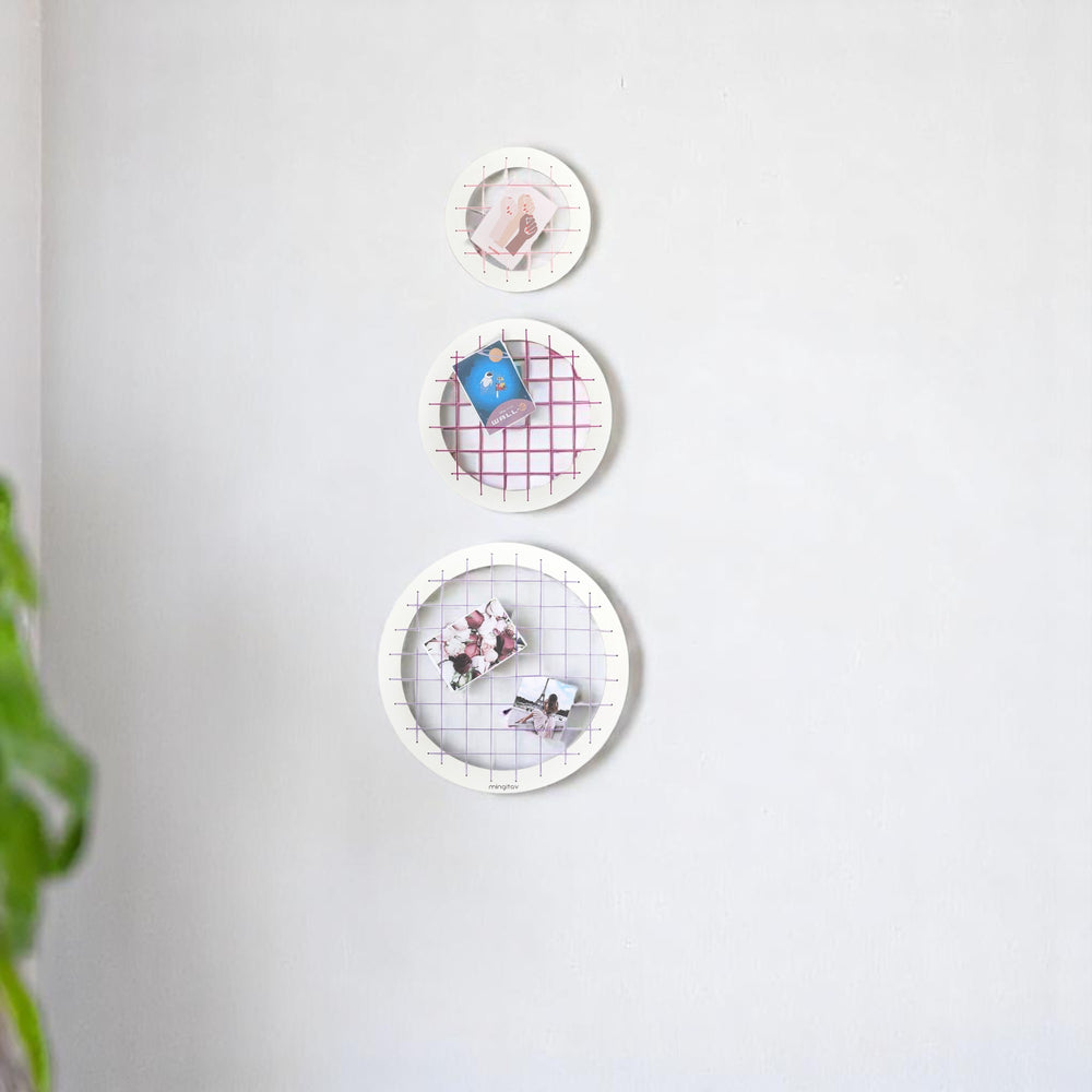 English Elm Talok Memory Board Wall Decor Set of 3 Round Grid Frames — Modern Wooden Photo Display for Home Gifts Pink B029P331441