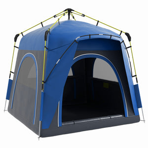 English Elm Outsunny 4 Person Hydraulic Pop up Camping Tent with Ventilated Windows Carry Bag W2225P229407