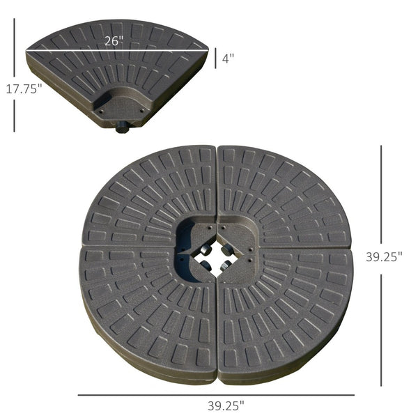 English Elm Outsunny 4-Piece Heavy-Duty Cantilever Umbrella Base, Adjustable Weight With Easy-Fill Design & Handles W2225P217597-GIGA