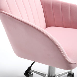 English Elm Ty Velvet Swivel Chair – Ergonomic Office Seating With Plush Memory Foam, Stylish Baby-Pink Design W2311P295812-GIGA