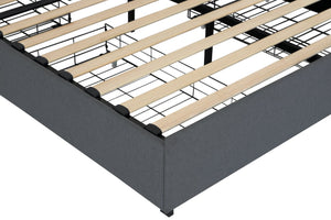 English Elm Queen Upholstered Bed Frame with Headboard, USB Charging, RGB LED Lights & 4 Storage Drawers, Dark Gray W1960P175566