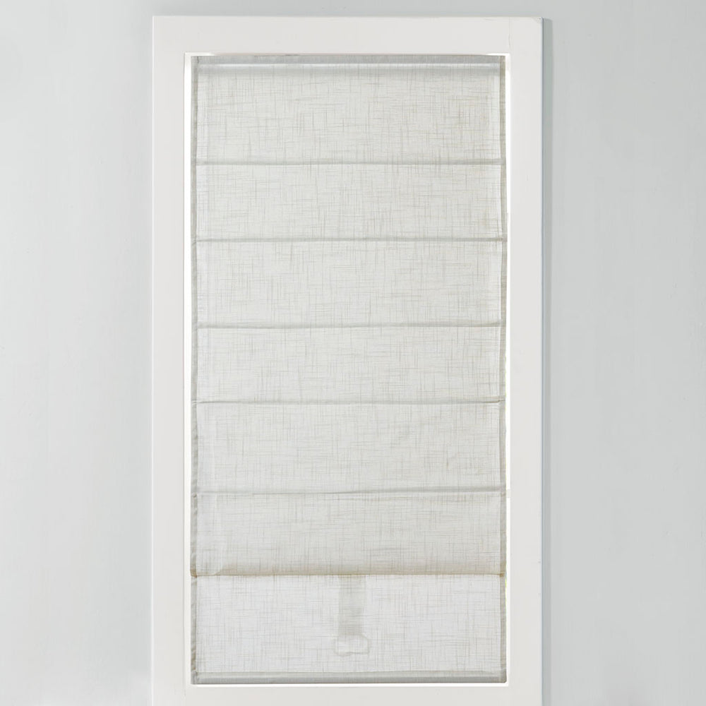 JLA Home Madison Park - Linen Blend Roman Shade Cordless Light-Filtering Window Treatment with OEKO-TEX Safety, 64" length Ivory MP40-7972