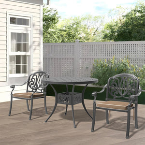 English Elm 3-Piece Elegant Cast Aluminum Patio Set With Plush Brown Cushions For Stylish Outdoor Living W1710S00067