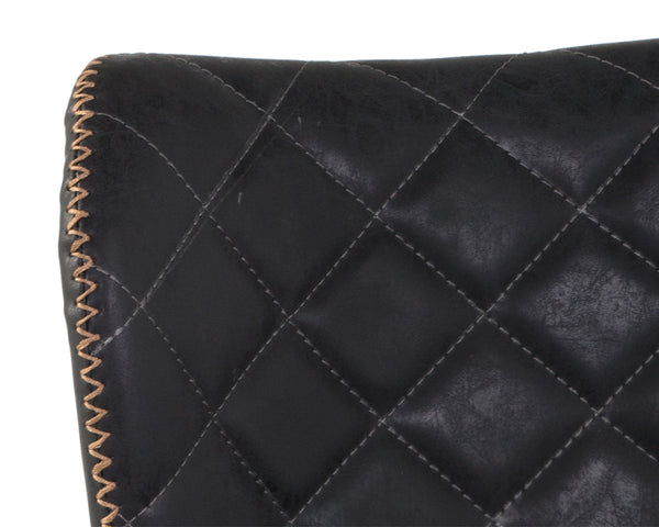 Sunpan Lyla Stylish Barstool Set of 2 with Diamond-Stitched Seat and Chic Gold Accents for Modern Spaces Antique Black