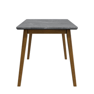 English Elm Portrush Marble Finish Dining Table with Walnut Legs Mid-century Modern Space B127P495091