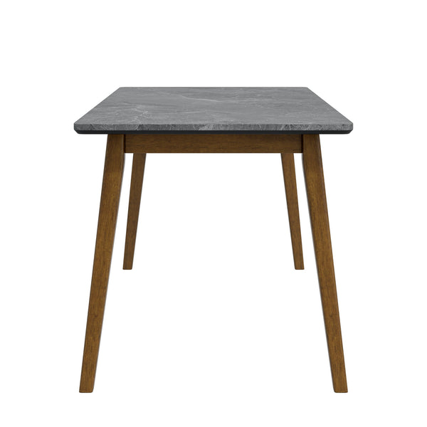 English Elm Portrush Marble Finish Dining Table with Walnut Legs Mid-century Modern Space B127P495091