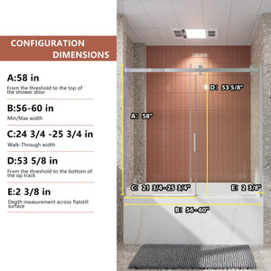 English Elm 56-60 in Semi-frameless Sliding Bathtub Door Matte Black 8mm Tempered Clear Glass W637P349407