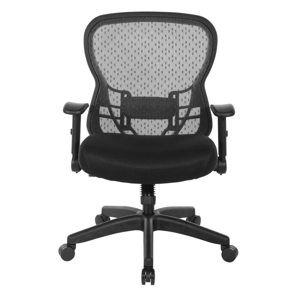 OSP Home Furnishings Deluxe Ergonomic Mesh Office Chair with Memory Foam Seat and Four Way Adjustable Arms 529R-3R2N1F2