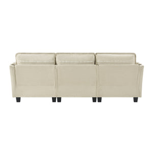 English Elm 93-inch L-shaped Sectional Sofa Cotton Linen Fabric Modular Storage Armrest Living Room W3480S00005