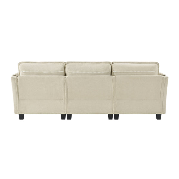 English Elm 93-inch L-shaped Sectional Sofa Cotton Linen Fabric Modular Storage Armrest Living Room W3480S00005