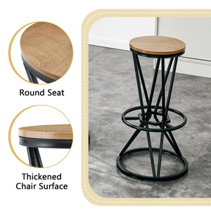 English Elm Single Package Industrial Bar Set Round Mdf Top with Metal Frame Seats 2 for Kitchen Black,Wood W1151P434793