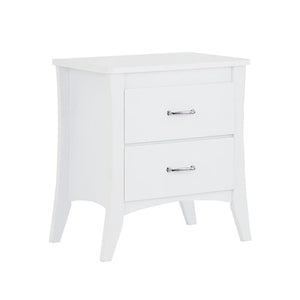 English Elm MDF Modern White Nightstand with 2 Full-Size Drawers, PVC Veneer, Brushed Handles, Space-Saving Design B016P253796