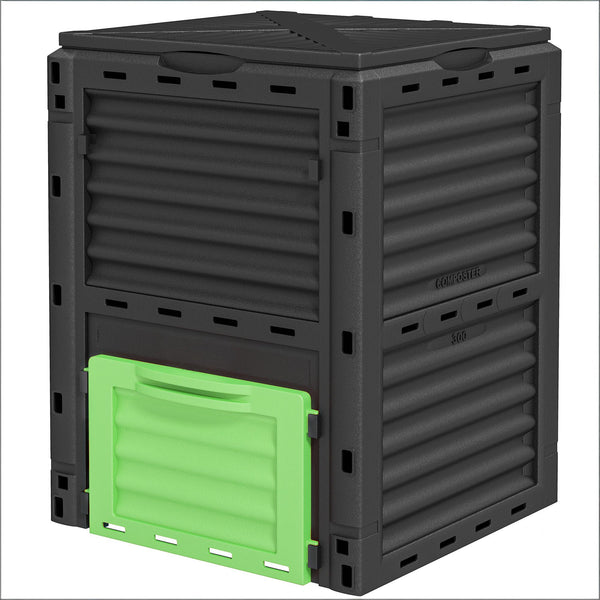 English Elm Fertile Soil 80 Gallon Outdoor Compost Bin with 48 Air Vents for Fast Aerobic Breakdown Black+Green T3971P503638