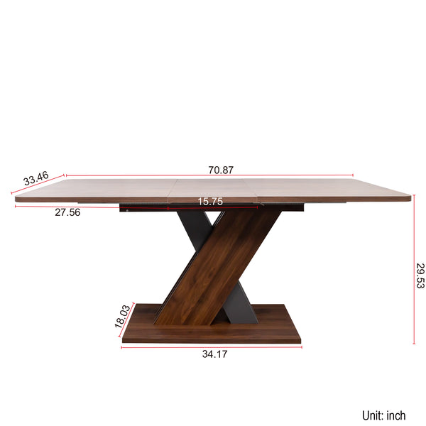English Elm Multifunctional Extendable Console Dining Table with Geometric X Base Melamine Top W331S00179