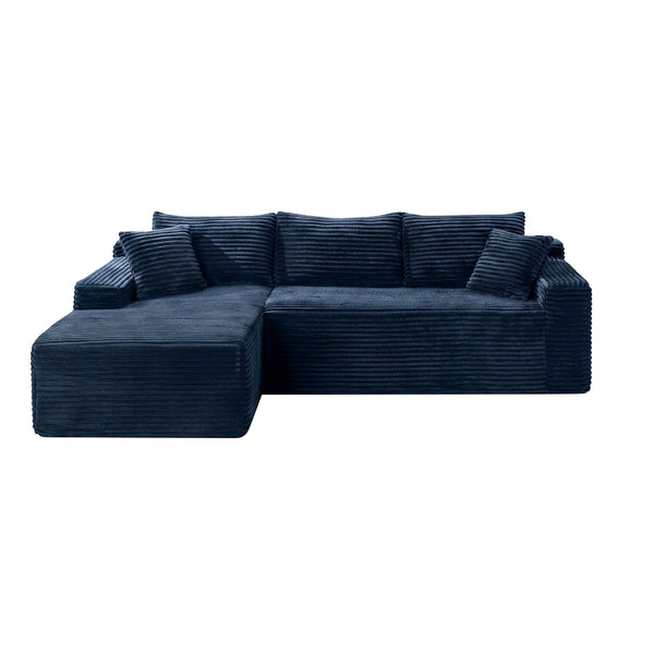 English Elm 94.5" Jumbo Corduroy Cloud Sectional Deep Seat L-shape Couch for Living Room W5515P493687