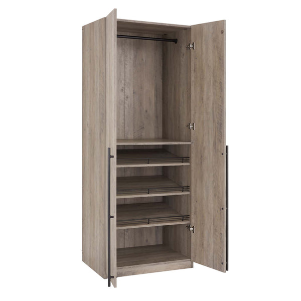 English Elm Lee 32" Rustic Gray Wardrobe Closet – Stylish, Space-Saving Storage With Soft-Close Hinges & Easy Assembly B365S00134
