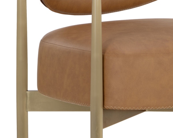 Sunpan Heloise Barstool - Elegant Faux Leather Upholstery With Gold Stainless Steel For Chic Dining Spaces Brown Faux Leather 112065