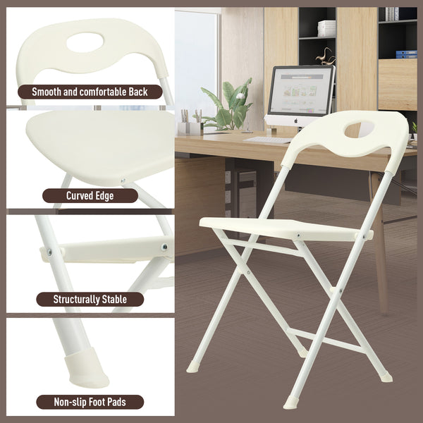English Elm 4-pack Powder-coated Steel Folding Chairs Faux Leather Seat Stackable Indoor Outdoor W2071P368564