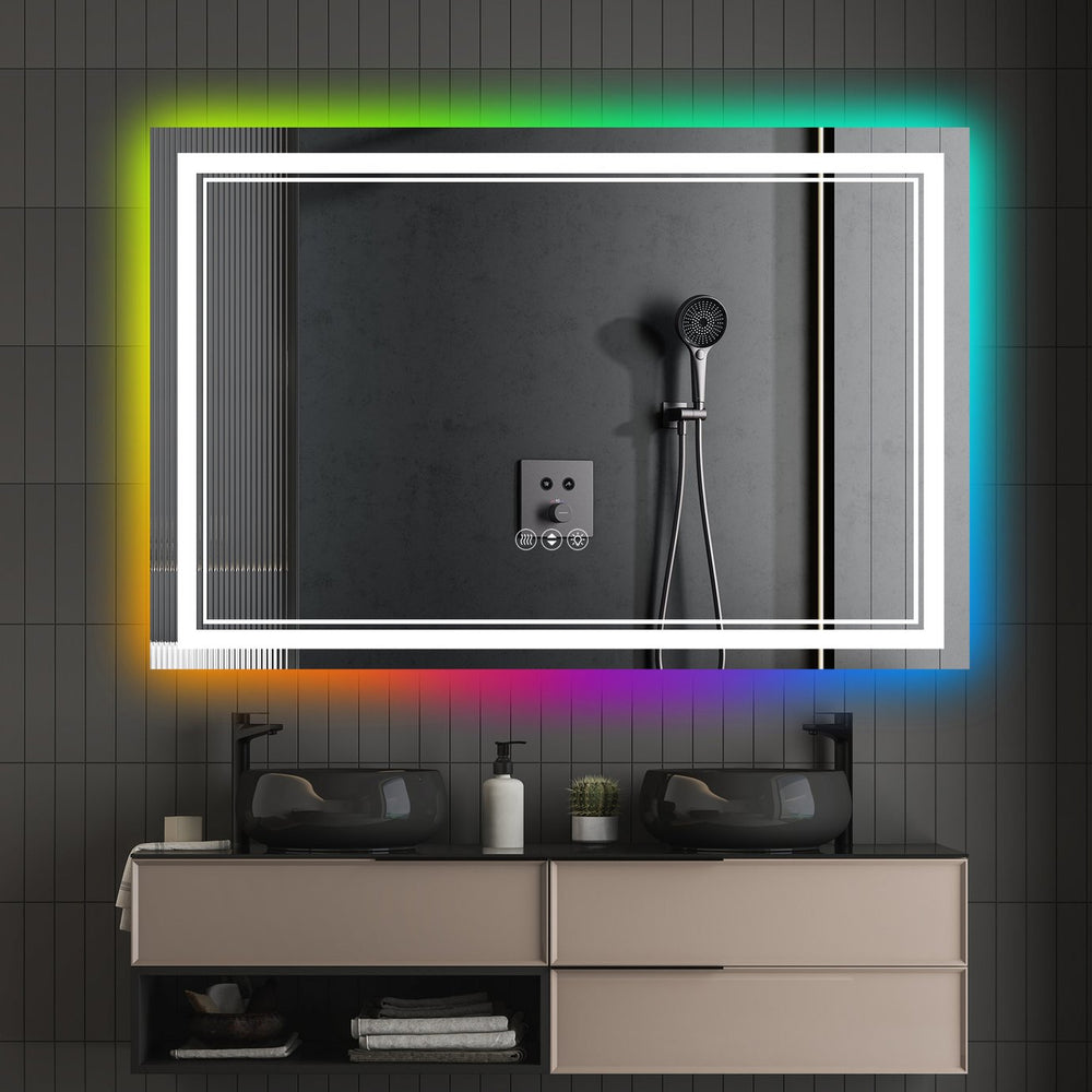 English Elm 60X36 Inch Frameless Led Bathroom Mirror - Smart, Dimmable, Anti-Fog With Rgb Backlight & Safety Features T3757P347011
