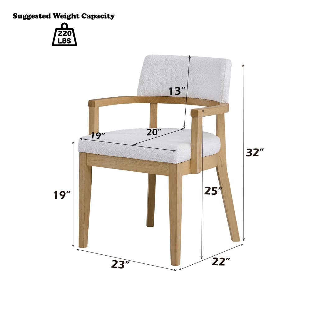English Elm Kasem Oak 5-Piece Round Dining Set with Upholstered Chairs, 54" Table, Durable Rubberwood Design B2726S00439
