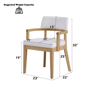 English Elm Kasem Oak 5-Piece Round Dining Set with Upholstered Chairs, 54" Table, Durable Rubberwood Design B2726S00439