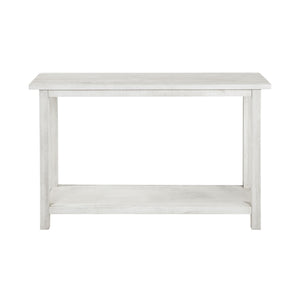English Elm Wood Pine Console Table Weathered Farmhouse Finish with Open Shelf for Entryway White B016P472790