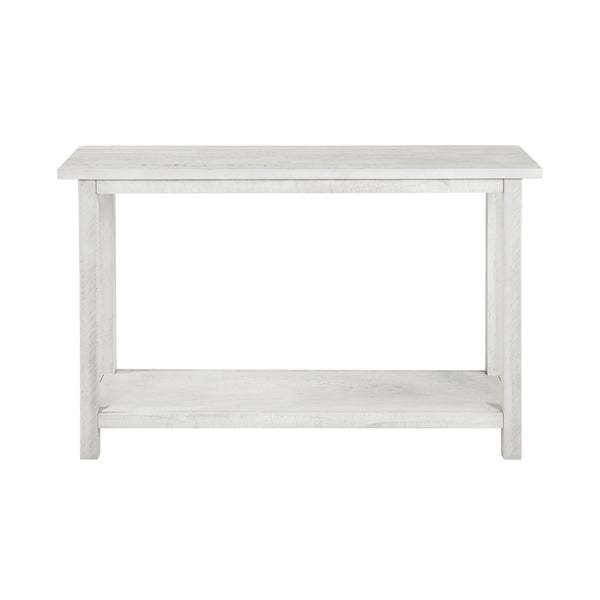 English Elm Wood Pine Console Table Weathered Farmhouse Finish with Open Shelf for Entryway White B016P472790