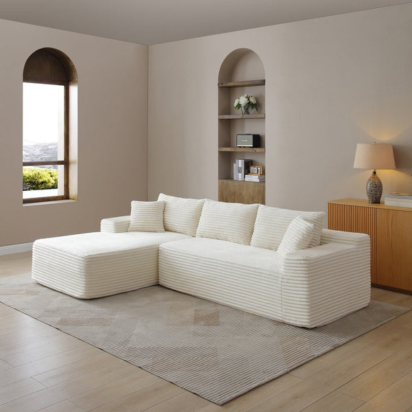 English Elm 105'' Modular Cloud Sectional Corduroy Couch Deep Seat L-shape Living Room Sofa W1117P377673
