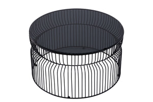 English Elm CT901 Modern Nested Table Set with Tinted Tempered Glass Tops and Sturdy Metal Frame for Living Room Black B009S01537