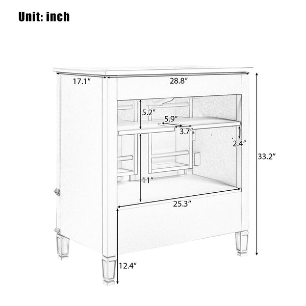 English Elm 30" Freestanding Bathroom Vanity Solid Wood Vintage Farmhouse Style Soft Close Storage N759P218644B