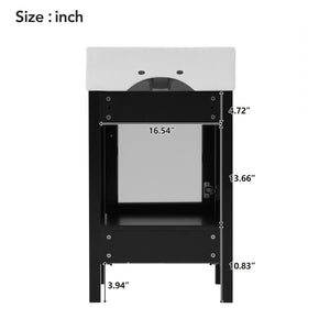 English Elm 20-Inch modern bathroom vanity with ceramic sink, soft-close door and ample storage for small spaces Black WF324691AAB