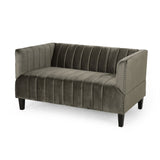 Christopher Knight Home® - Noble House - Weymouth Contemporary Channel Stitch Velvet Settee, Gray