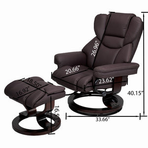 English Elm Swivel Faux Leather Manual Recliner with Ottoman Ergonomic Lounge Chair for Living Room W1622P460963