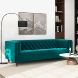 English Elm Ashcroft Furniture - Evelyn Mid Century Modern Teal Velvet Luxury Chesterfield Sofa