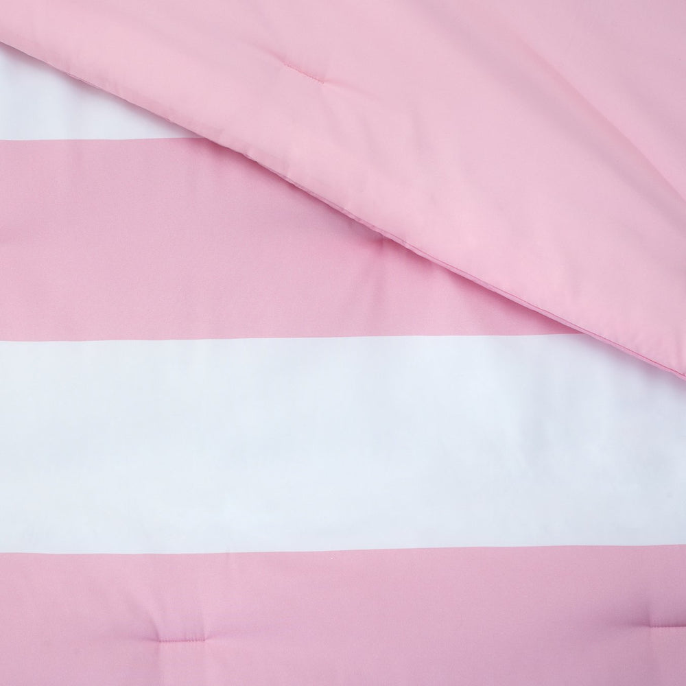English Elm Linenspa Reversible Microfiber Comforter Set Cal King Pink & White Rugby Stripe with Shams, Hypoallergenic Fill B350P326215