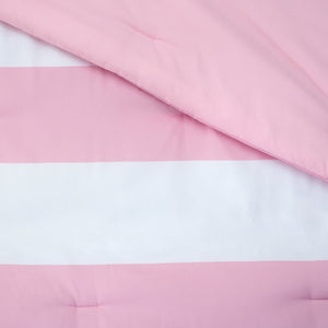English Elm Linenspa Reversible Microfiber Comforter Set Cal King Pink & White Rugby Stripe with Shams, Hypoallergenic Fill B350P326215