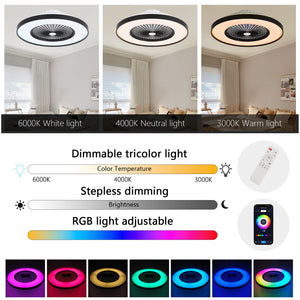 English Elm 23-inch Black White Ceiling Fan Light with RGB LED, Dimmable, App & Remote Control, Silent DC Motor W2312P368713