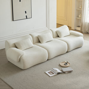 English Elm Modular Sectional Sofa - Space-Saving Modern Design, Cozy Sherpa Fabric, Perfect For Small Rooms W3622S00001
