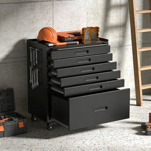 English Elm 34.3" Rolling Steel Workshop Cabinet with 3 Drawers Lockable Doors and Pegboard Sides W2735P428816