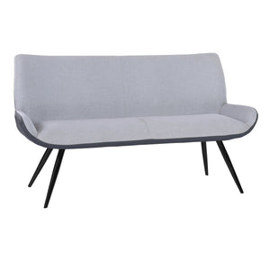 English Elm Palindra Tall-Back Contemporary Bench in Brushed Gray Finish with Plush Gray Faux Leather Seat, 62.5" B2736S00001