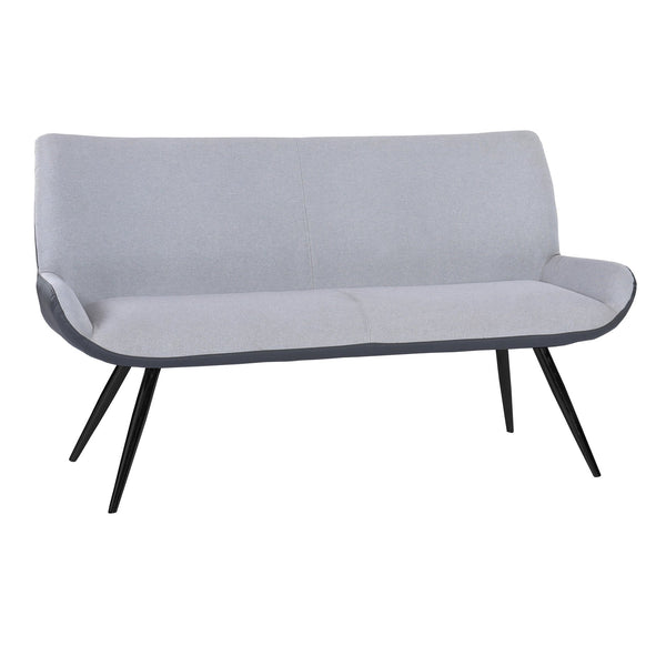 English Elm Palindra Tall-Back Contemporary Bench in Brushed Gray Finish with Plush Gray Faux Leather Seat, 62.5" B2736S00001