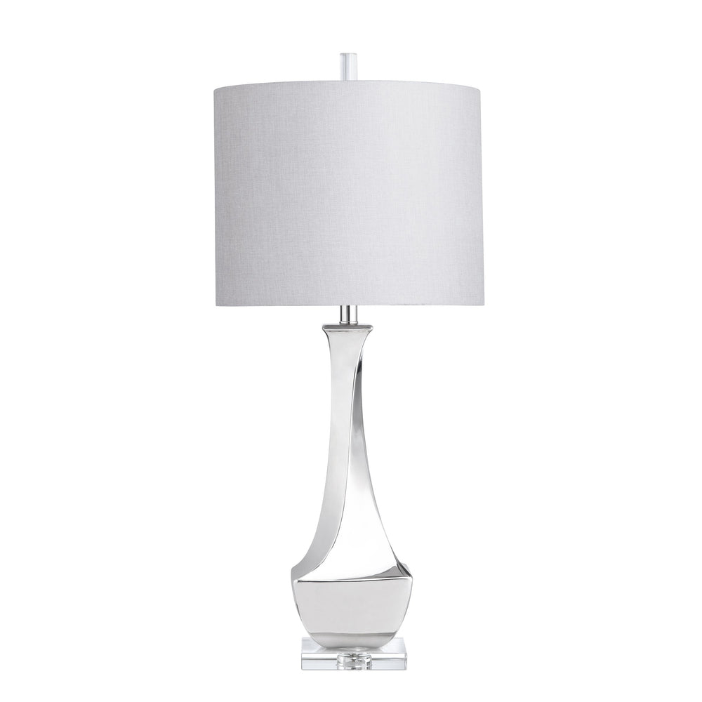 Crestview Collection 34.5"H Stylish Ceramic & Crystal Table Lamp With Grey Linen Shade For Elegant Ambient Lighting   Cvazp097